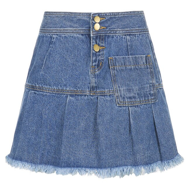 high waisted jean skirt 90s