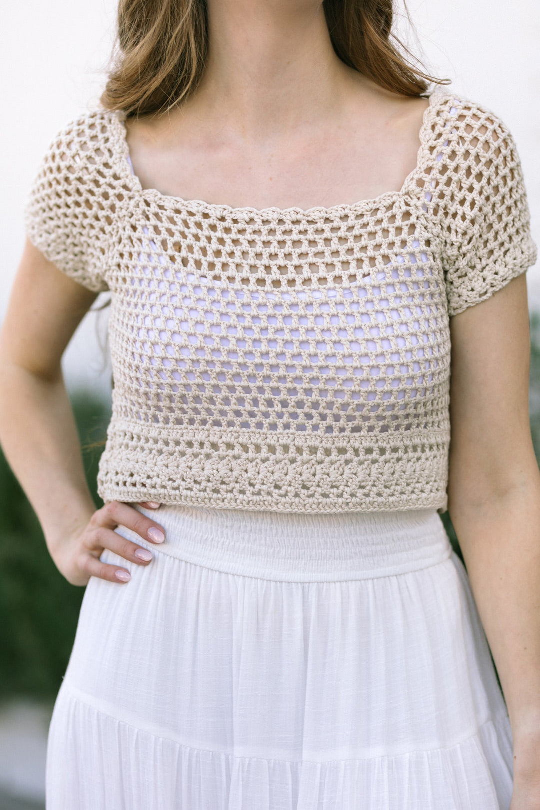 Lace Top with Short Sleeves - Ellie - Morning Lavender Online Boutique