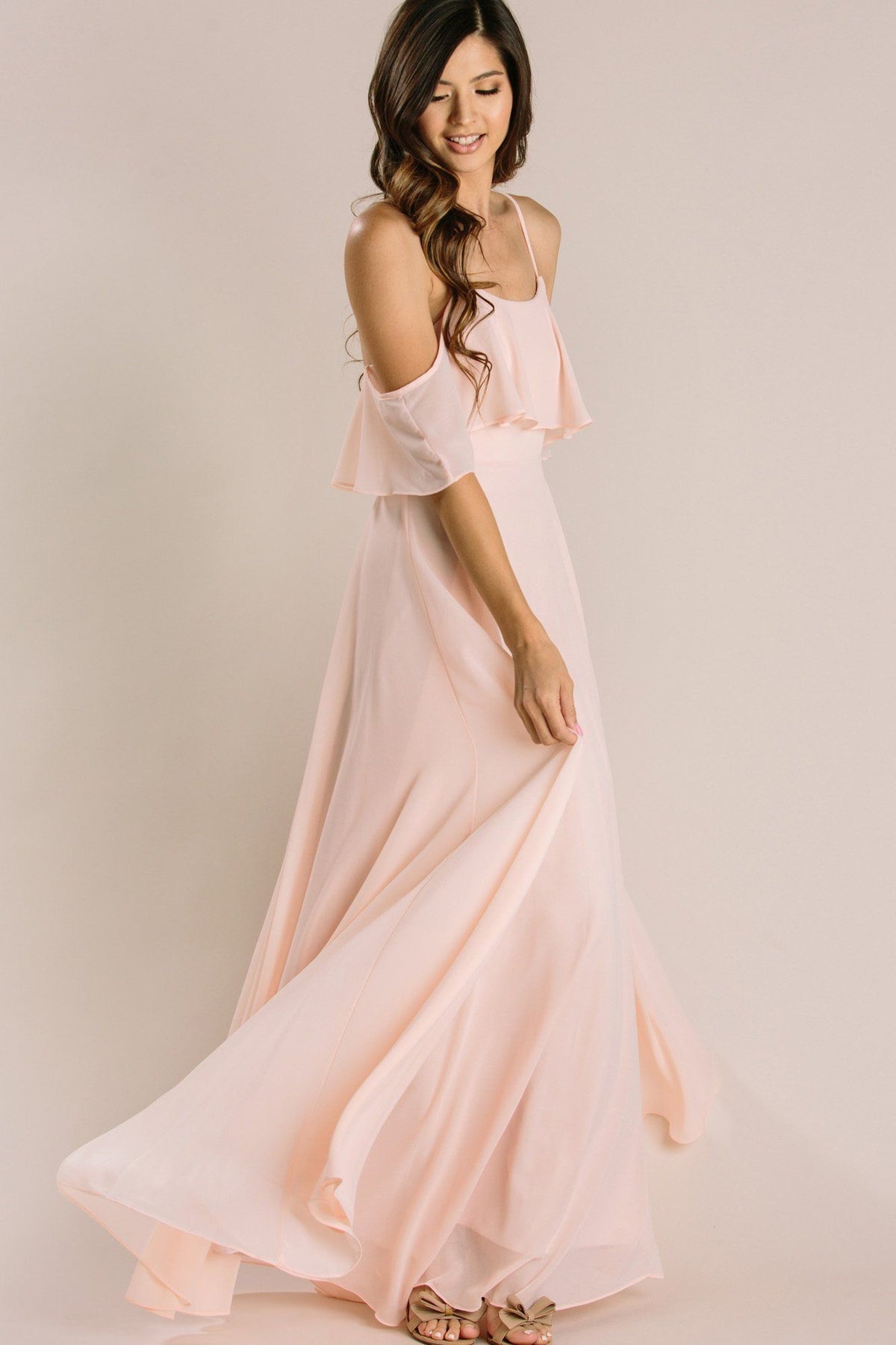 long floral chiffon dress