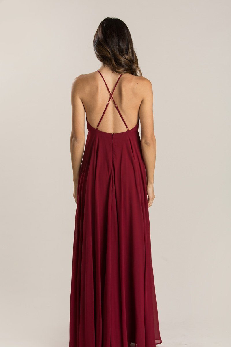 burgundy flowy maxi dress