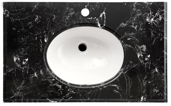 OC Classique 1800mm Marble Top Double Black Freestanding Vanity