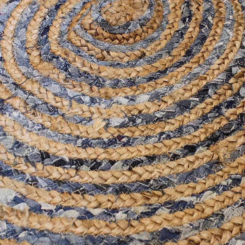 Picture of Round Jute and Upcycled Denim Rugs- 90cm & 120cm 120 cm