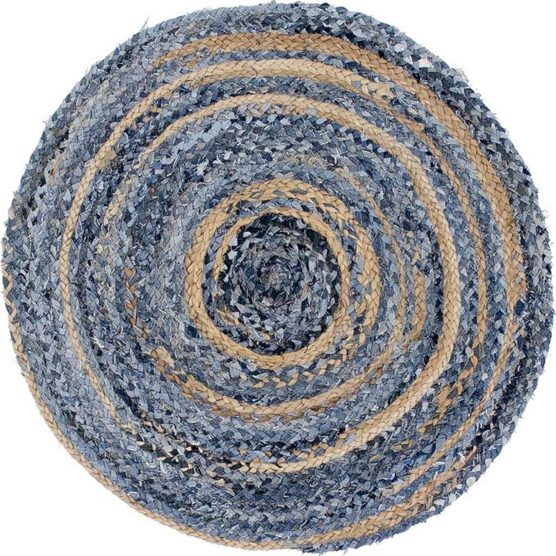 Picture of Round Jute and Upcycled Denim Rugs- 90cm & 120cm 90cm