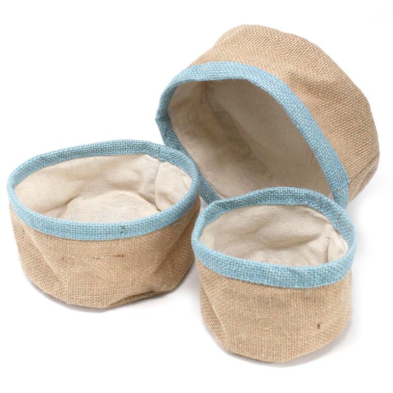 Picture of Set of Natural Jute Baskets - Sky Blue