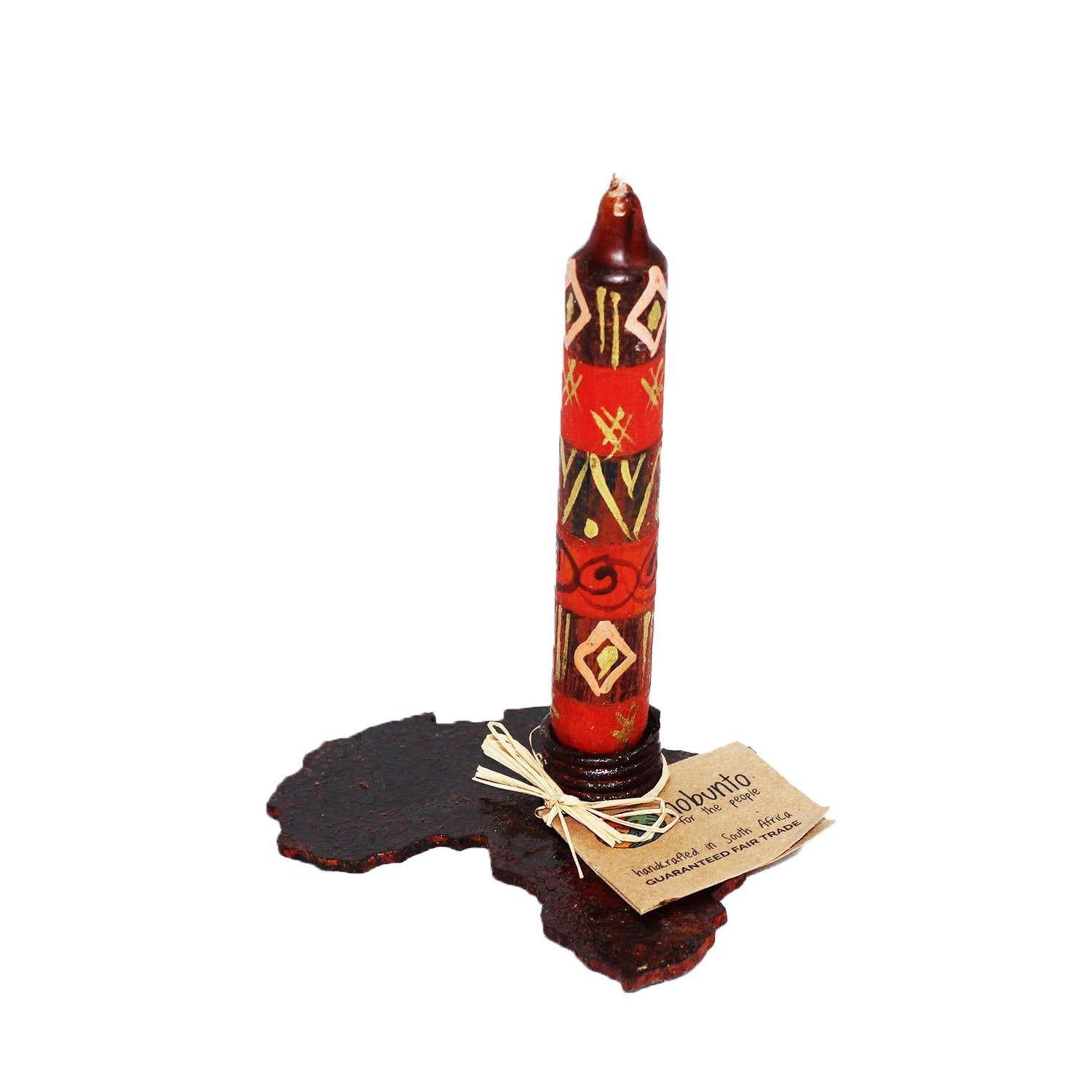 Picture of Hand Painted Dinner Candle With Africa Upcycled Iron Stand, Liztoni