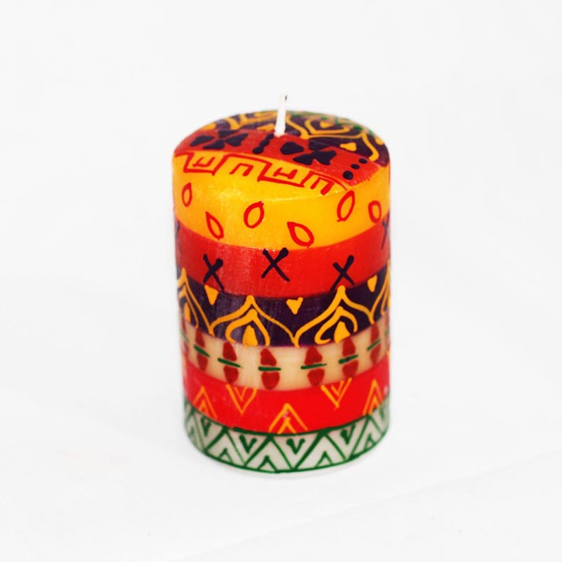 Picture of Hand Painted Large Pillar Candle, Indabuko