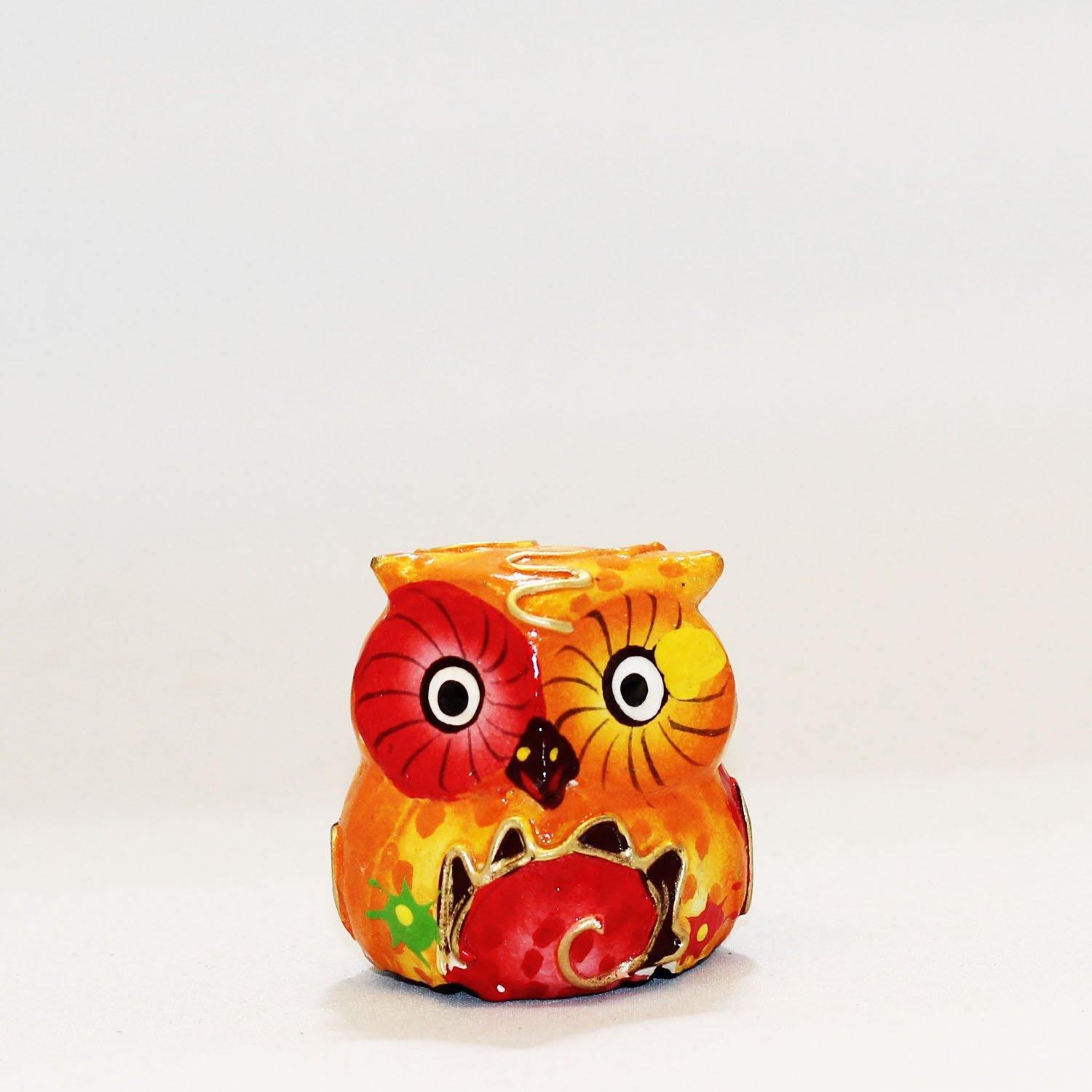 Picture of Hand Painted Wooden Owl orange