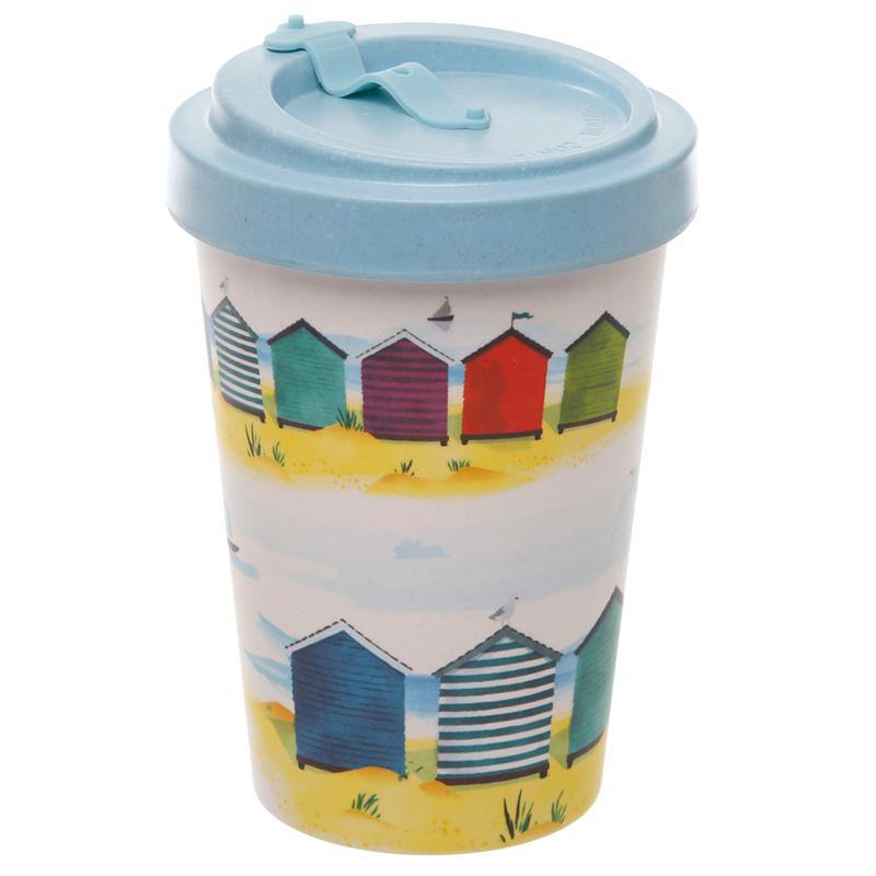 Picture of Bamboo Reusable Screw Top Travel Mug-Portside Beach