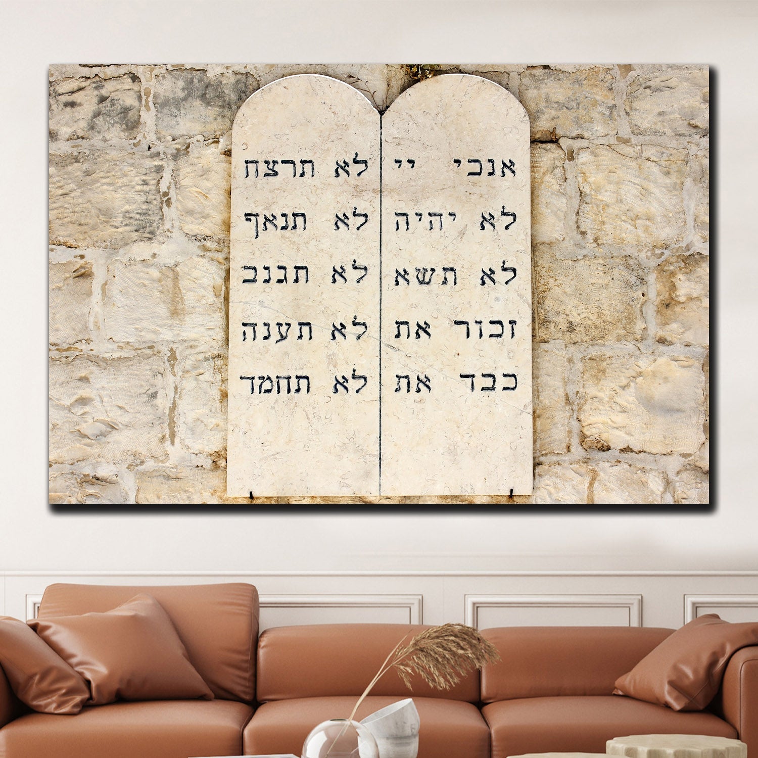 Olive Wood Desk Ornament – Ten Commandments (Hebrew/English), Home Decor