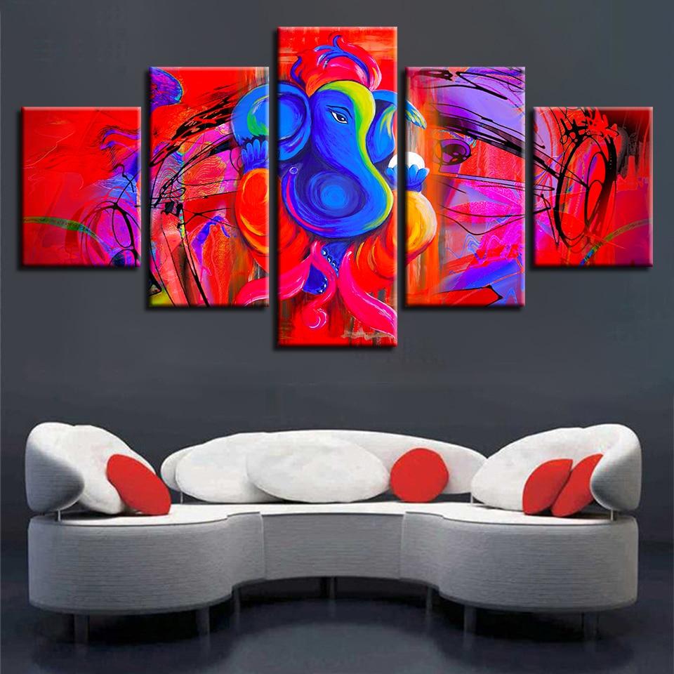 Lord Ganesha Art 5 Panel Canvas Art Print for Wall Decor - Ole ...