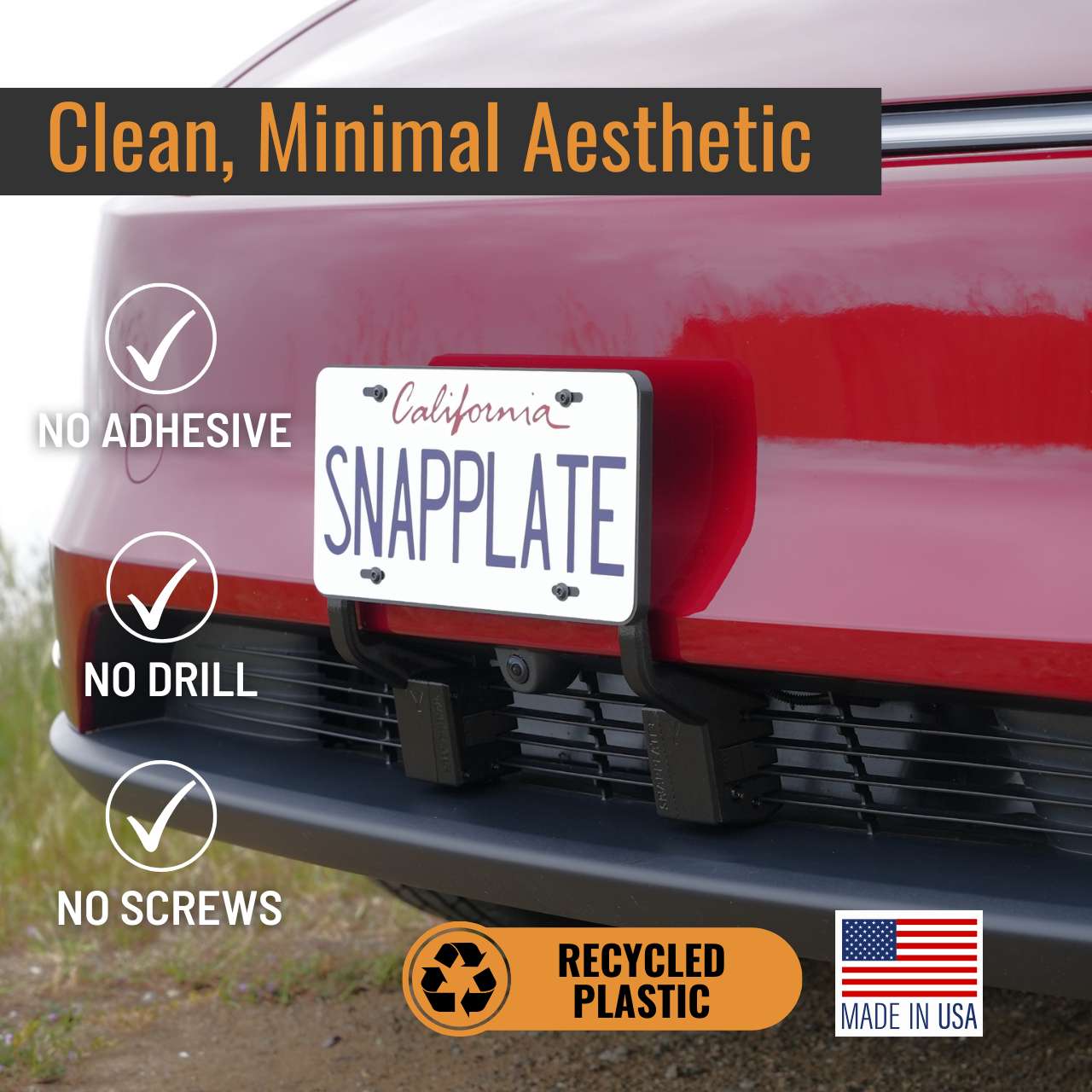 SnapPlate Front License Plate Holder for Tesla Model Y