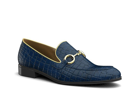 blue and gold loafers