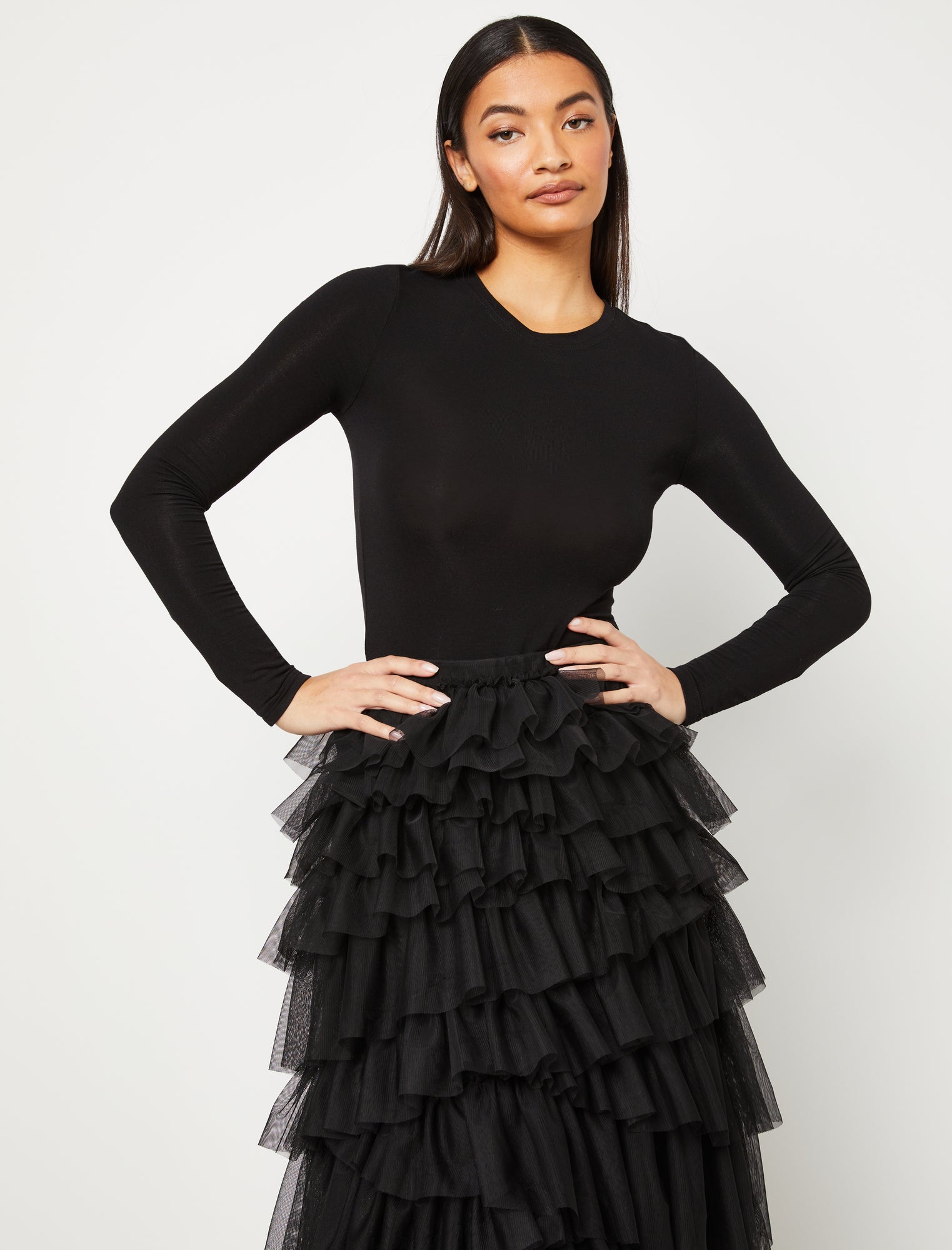 black tulle skirt layered
