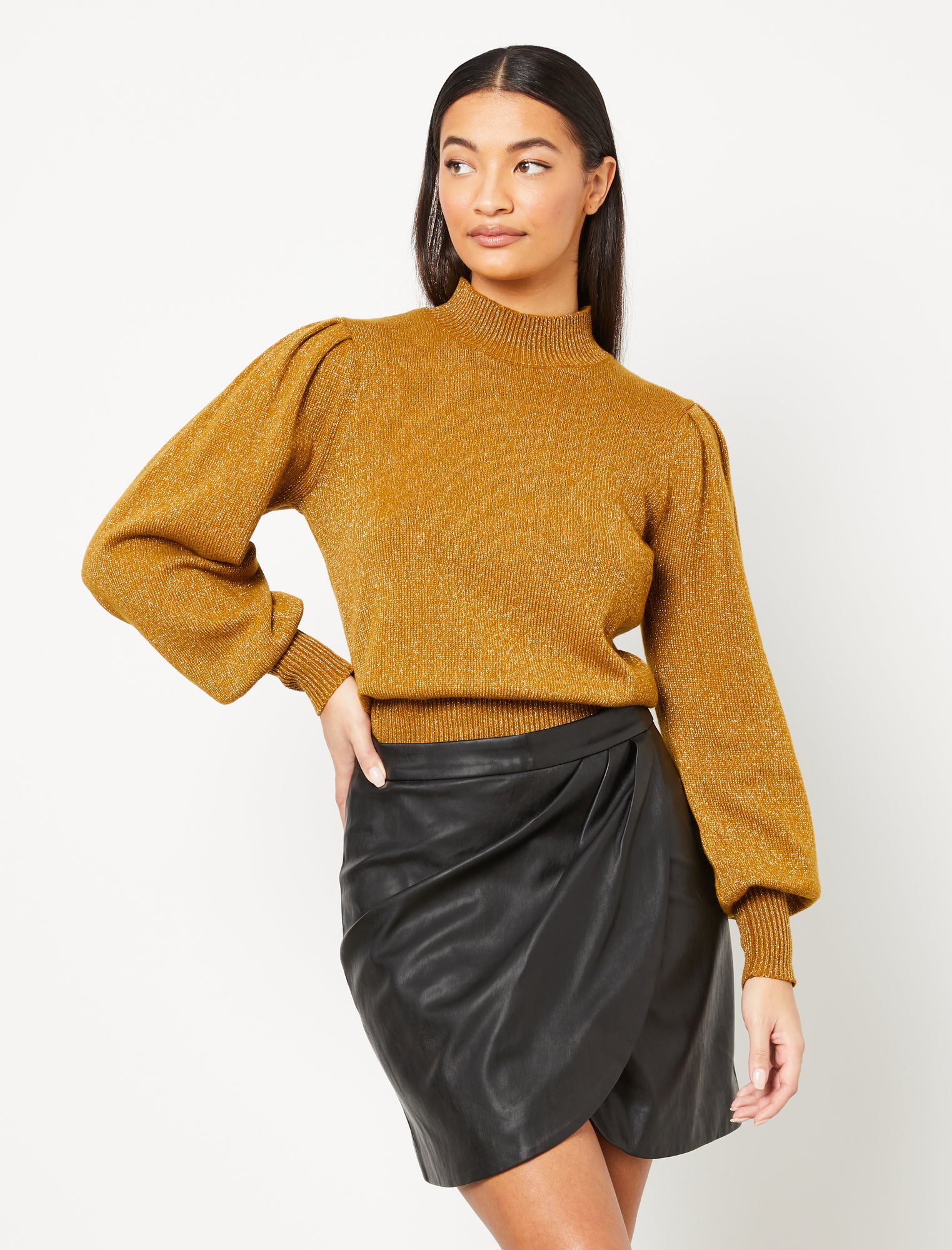 Faux Leather Wrap Mini Skirt | BCBGMAXAZRIA