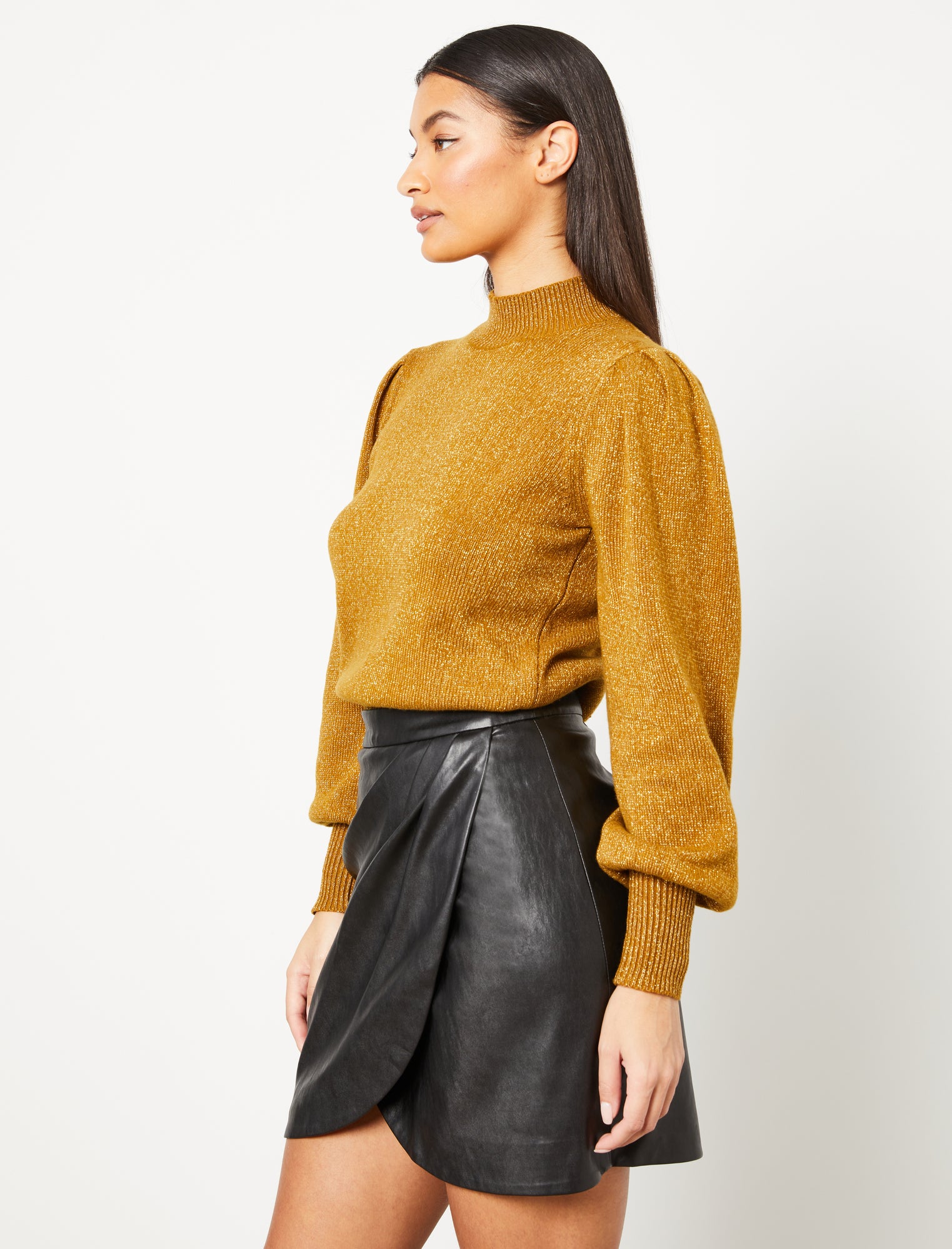 Faux Leather Wrap Mini Skirt | BCBGMAXAZRIA