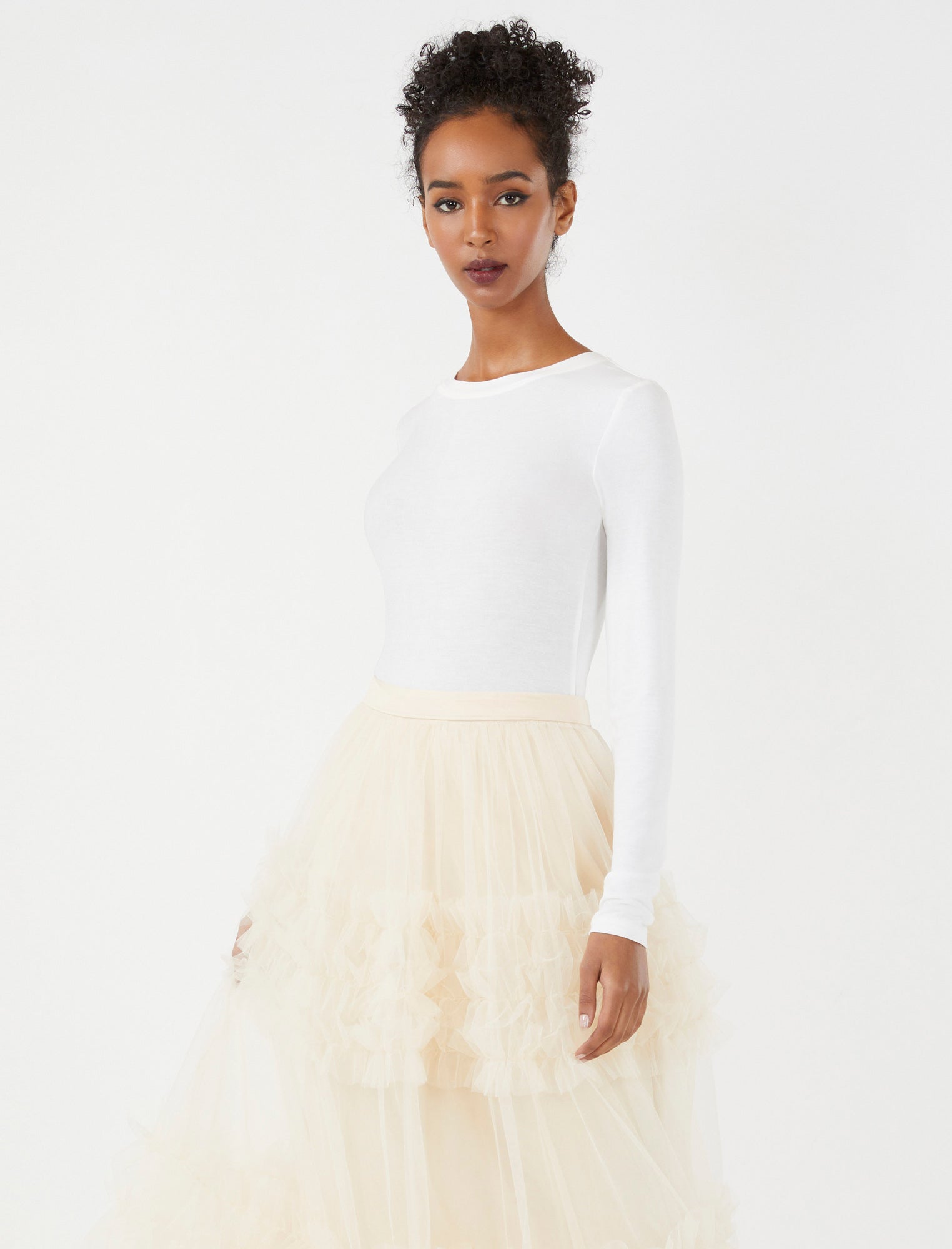 Ruffled Tulle Maxi Skirt | BCBGMAXAZRIA