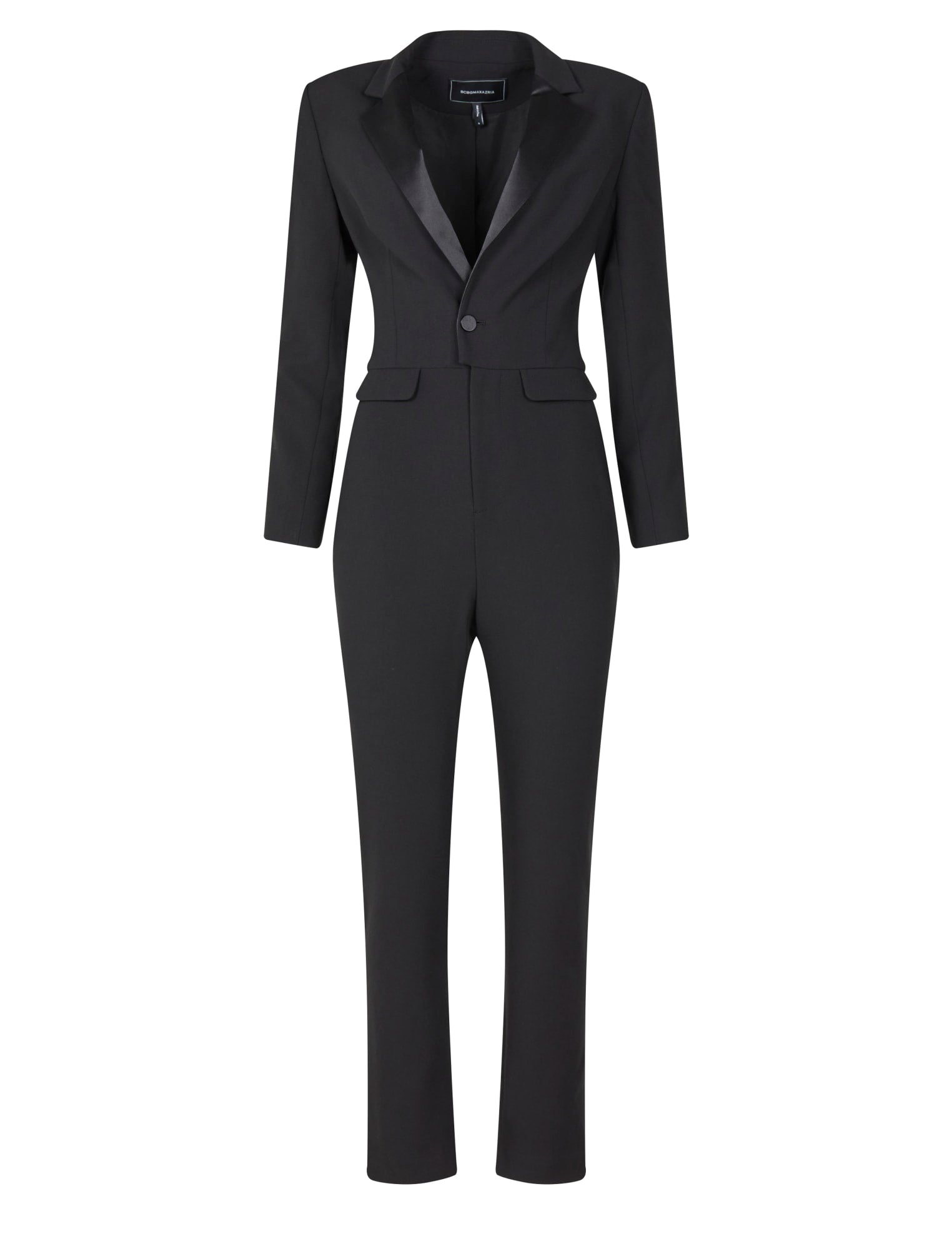 black tuxedo style jumpsuit