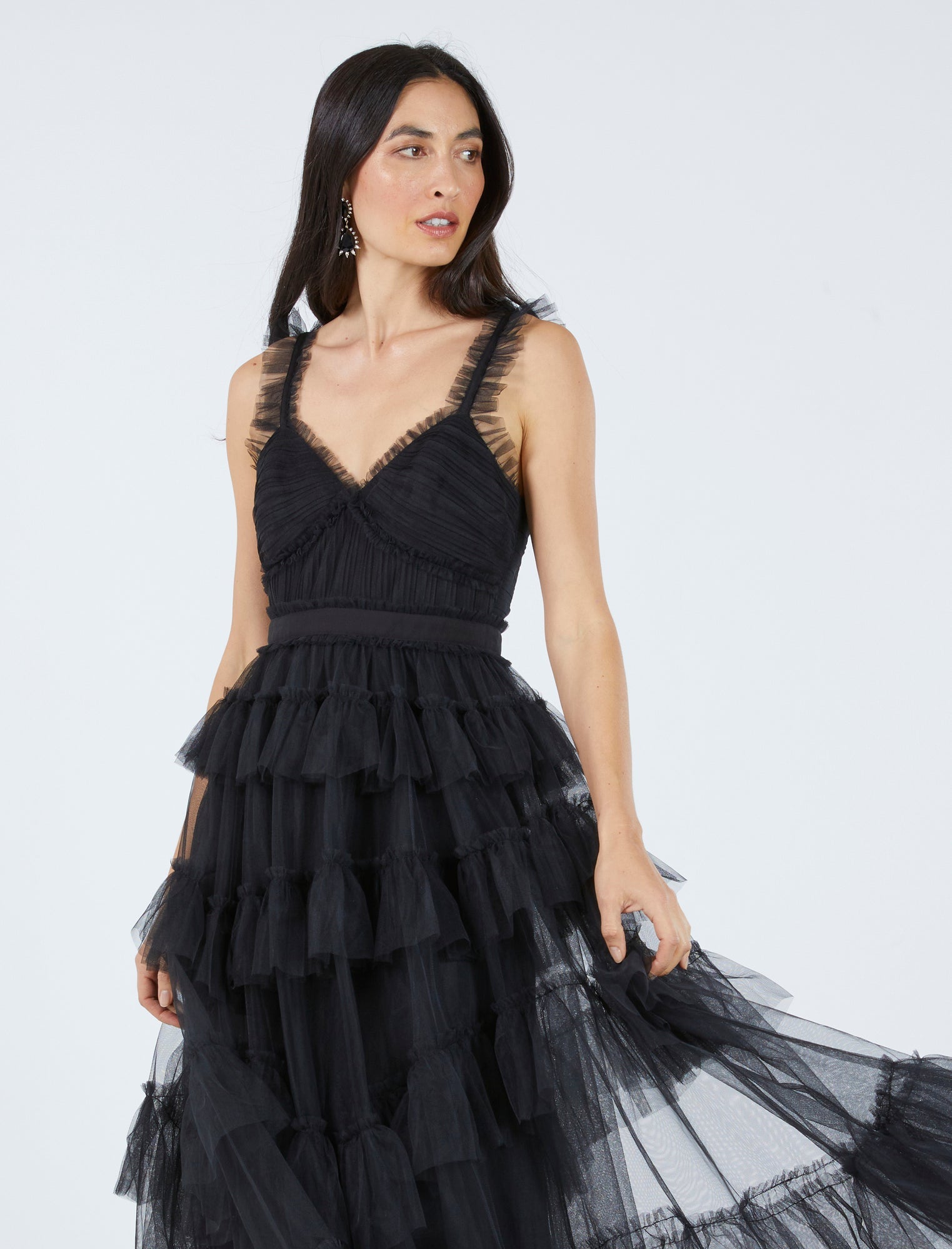 Black Luna Ruffled Evening Dress | Dresses | BCBGMAXAZRIA