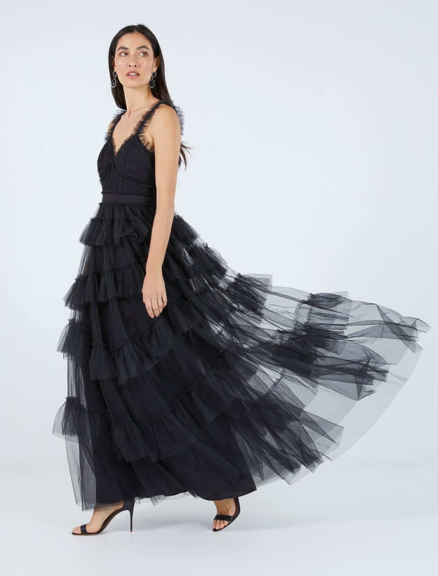 Black Luna Ruffled Evening Dress | Dresses | BCBGMAXAZRIA