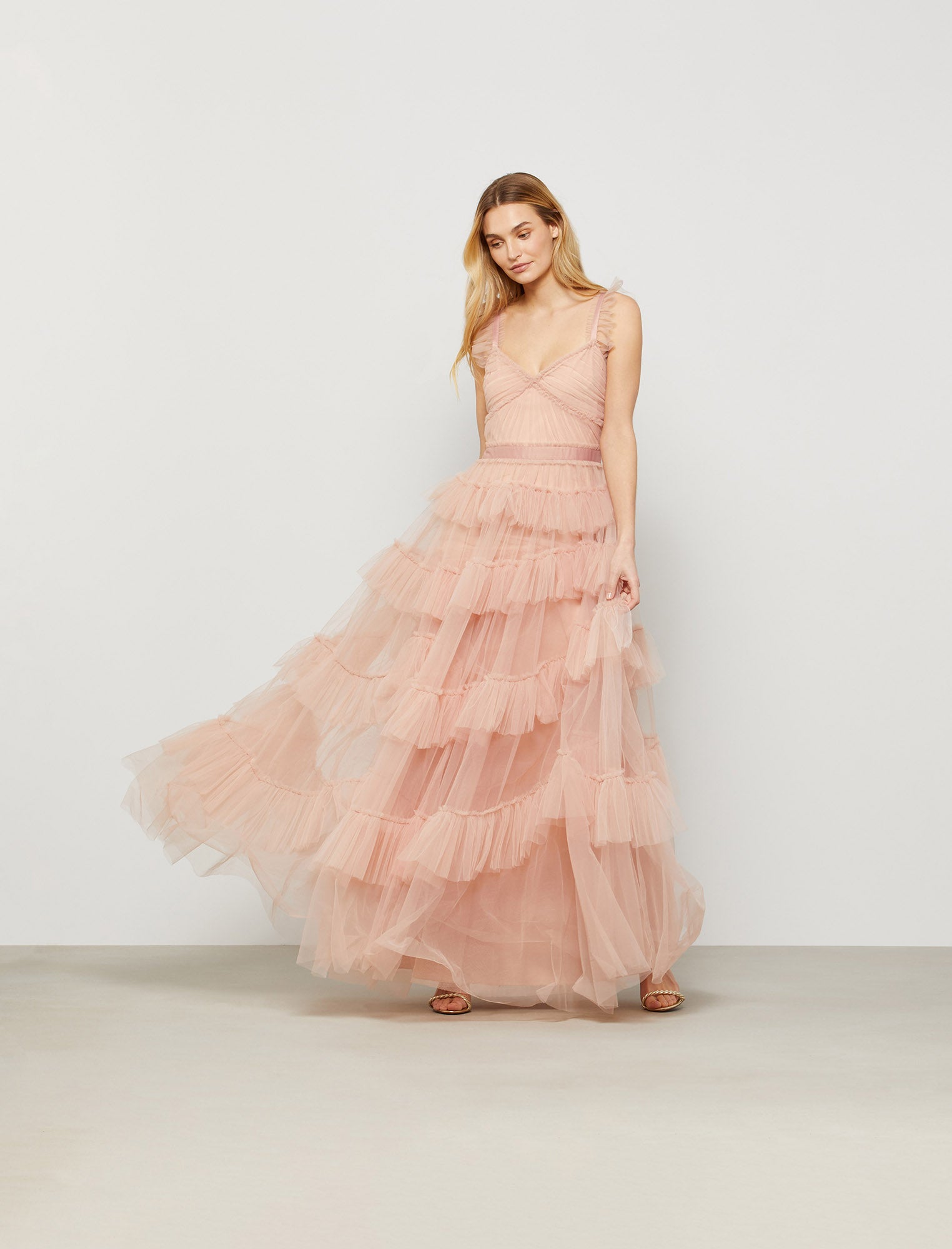 Luna Ruffled Evening Dress - BCBGMAXAZRIA