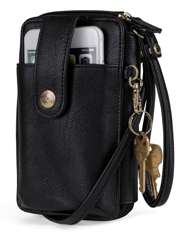 Mundi Jacqui RFID Crossbody Cell Phone Purse | Black - Mundi Wallets