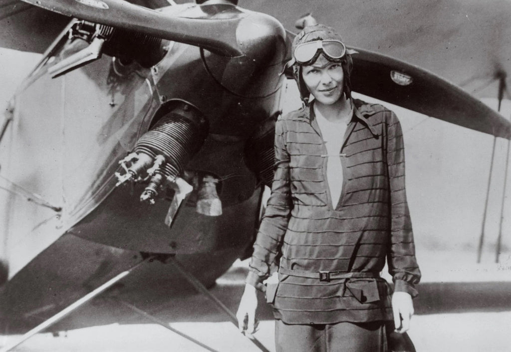 Amelia Earhart and her aeroplane