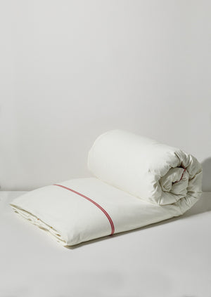 Organic Cotton Elise Stripe Duvet Cover | Ecru/Red