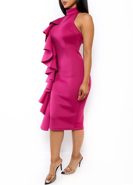 Miyah Midi Halter Dress - Magenta – Zoretti Clothing