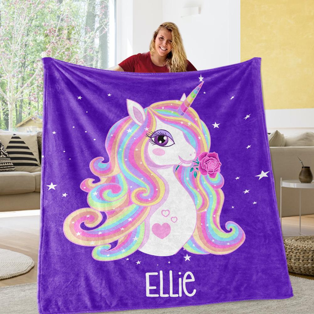 personalized unicorn baby blanket