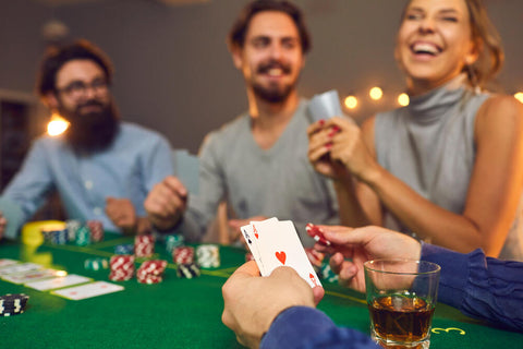 Friends enjoying a home poker game