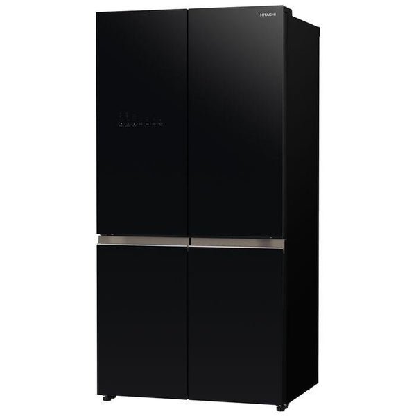 Hitachi R-WB640VM0 GBK Fridge 4 Doors G569L Inverter French Bottom Freezer Inverter VAC.COMP Glass Black | TBM Online