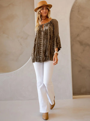 Velvet & Georgette Patchwork Peasant Top - The Southernist