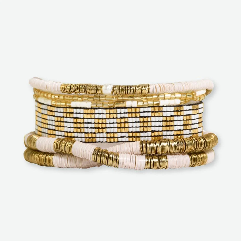Mixed Bracelet Stack Of 6 Gold Stacks