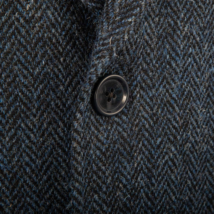 Men's Harris Tweed Cameron Coat Blue Herringbone - Heritage Of Scotland - BLUE HERRINGBONE