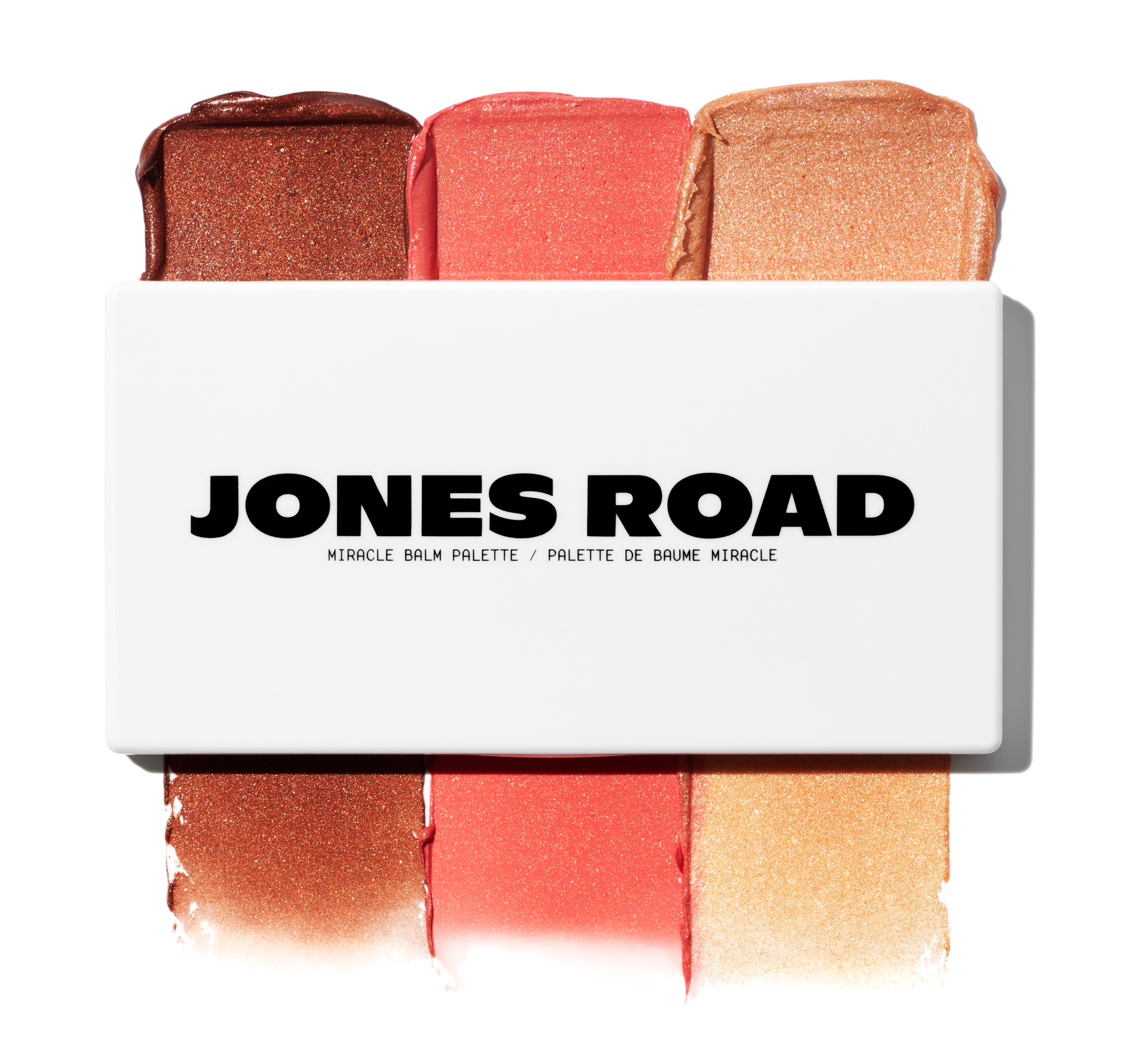 Jones Road Miracle Balm Palette with three shades of balm on display.