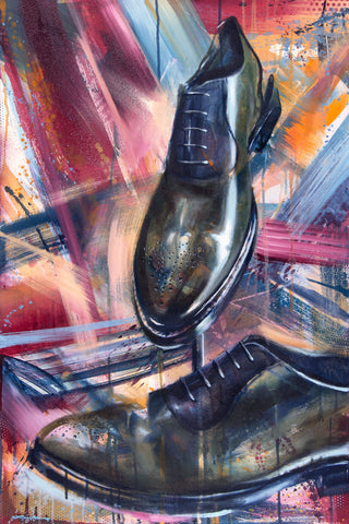 It All Began With a Pair of Shoes, original acrylic painting by Kyle Lucks