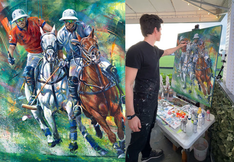 Live painting at polo for Buoniconti Fund to Cure Paralysis