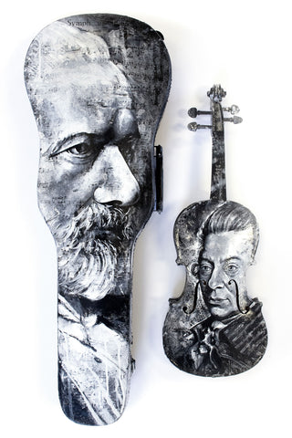 Front of violin and case
