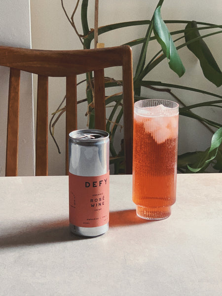 DEFY vegan organic rose wine spritzer sparkling water ice