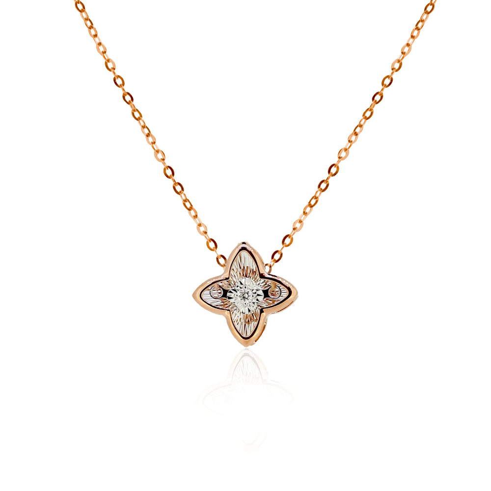 Star Blossom Diamond & Pink Gold Pendant Necklace