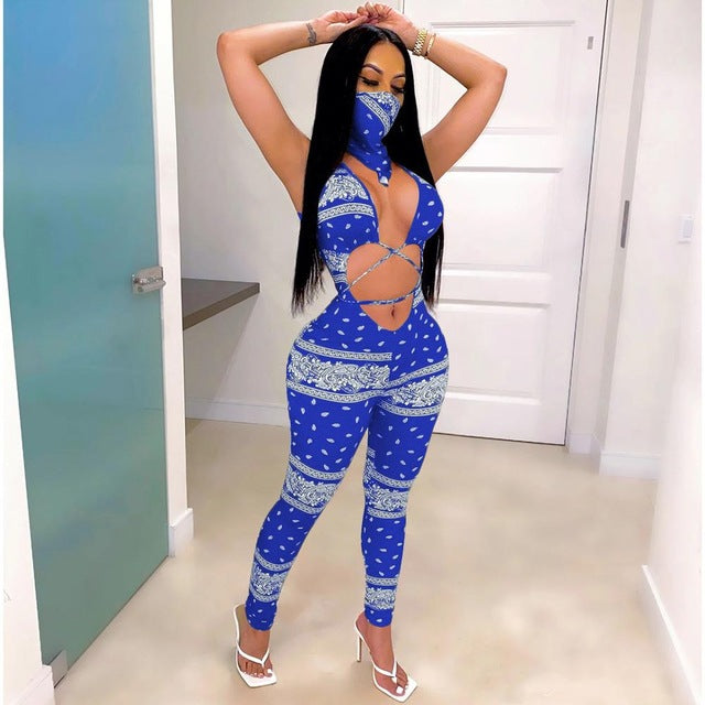 blue bandana jumpsuit