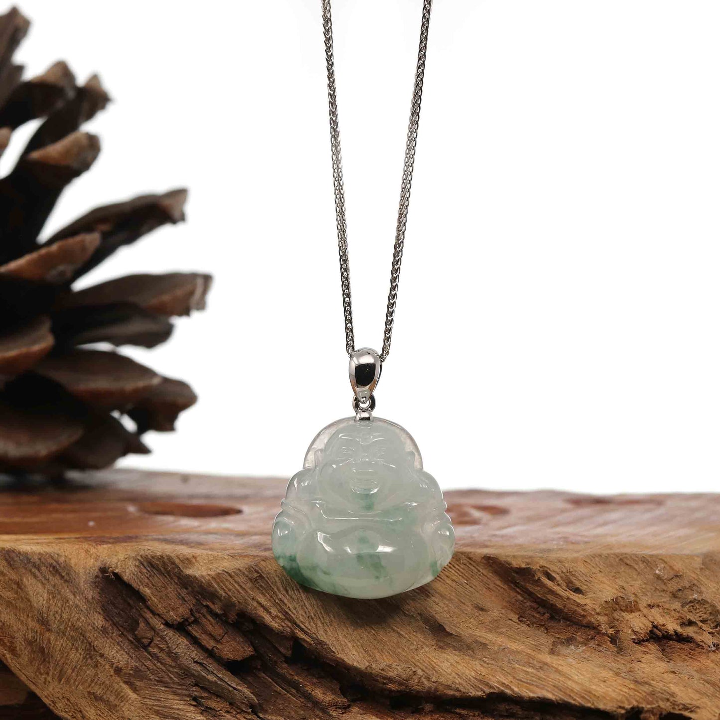 green stone buddha necklace