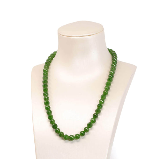 Premium Pearl Necklace With Lucky Stone Green Jade : Yashvriddhi