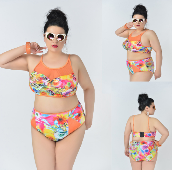 women's plus size high neck swimwear