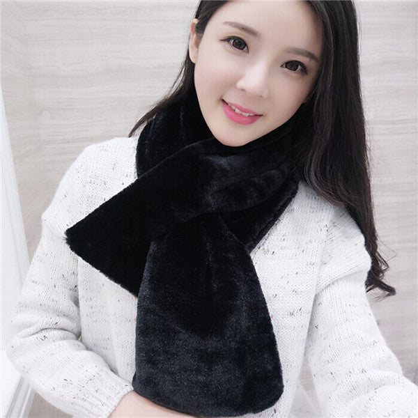 faux fur collar scarf black