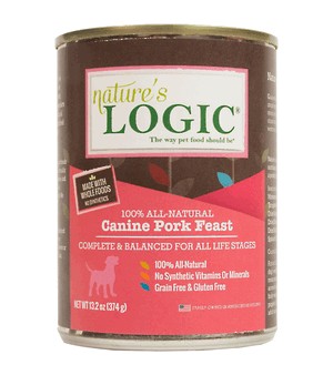 Nature's Logic Pork Feast for Dogs 13.2 oz Can, case of 12