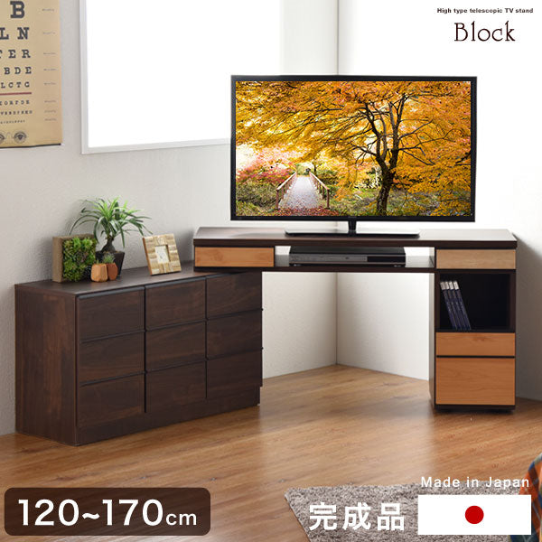 幅120-170cm 伸縮 テレビ台 ハイタイプ 完成品 国産 日本製 木製