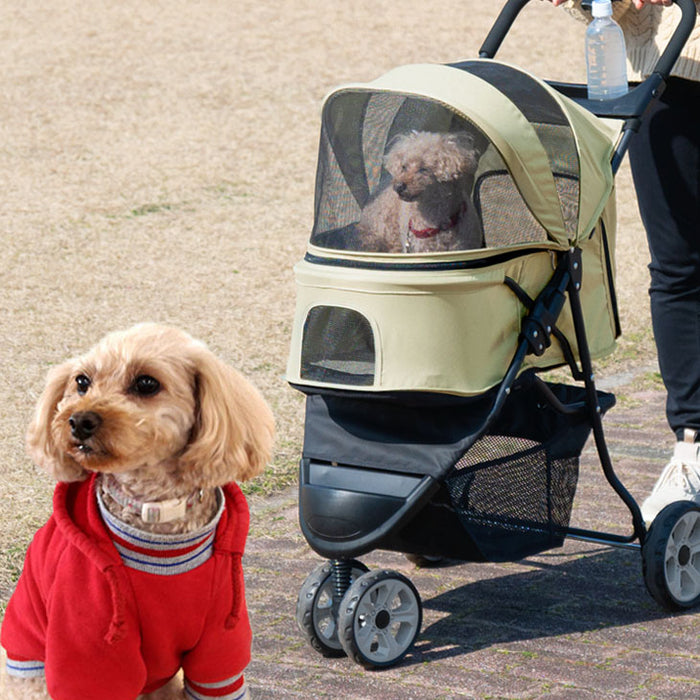 3輪] 小回りがきく ペットカート 折り畳み式 耐荷重20kg 小型犬