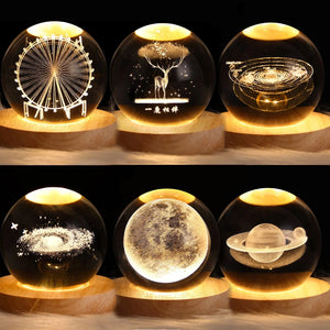 3D Crystal ball Crystal Planet Night Light Laser - MY luxurious home 