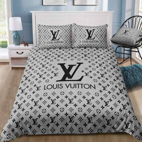 Louis Vuitton Smokey Blue Monogram Comforter Bed Set